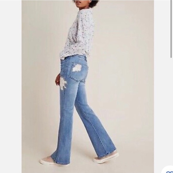 Pilcro and the Letterpress high rise bootcut medium wash floral jeans size 28 - Picture 2 of 7